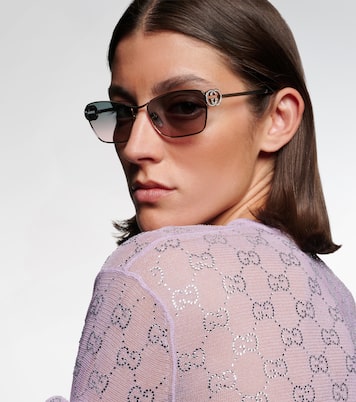 Eckige Sonnenbrille Interlocking G mit Kristallen | Gucci