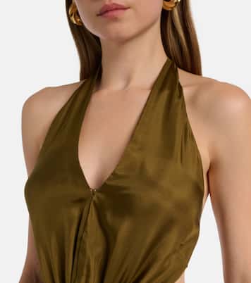 Indra挖剪挂脖真丝加长连衣裙 | Zimmermann