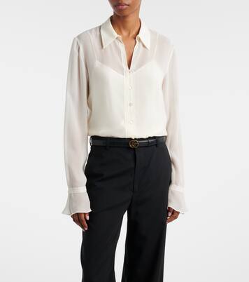 Lace-trimmed silk georgette shirt | Gucci