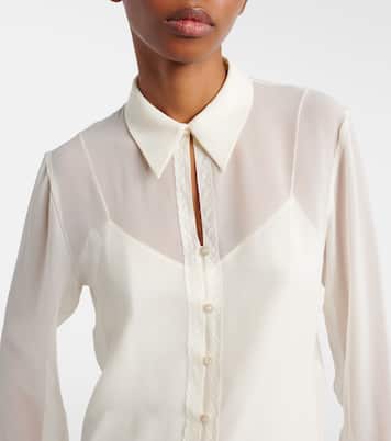 Lace-trimmed silk georgette shirt | Gucci