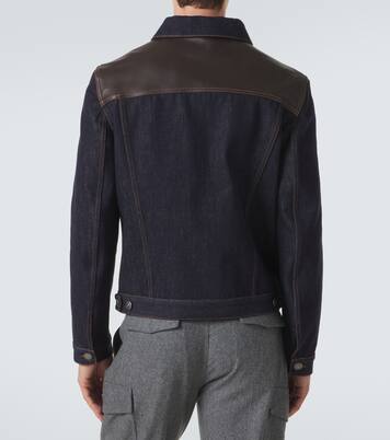 Leather-paneled denim jacket | Brunello Cucinelli