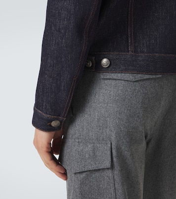 Leather-paneled denim jacket | Brunello Cucinelli