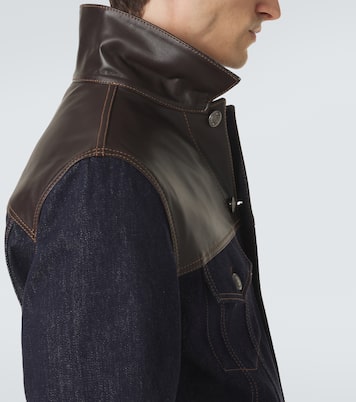 Leather-paneled denim jacket | Brunello Cucinelli