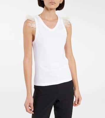 Top aus Baumwolle mit Federn | Christopher Kane