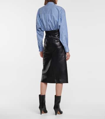 High-Rise-Midirock Blehor aus Leder | Isabel Marant