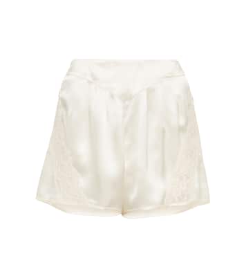 Lace-paneled silk satin shorts | Maison Margiela