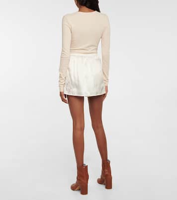 Lace-paneled silk satin shorts | Maison Margiela