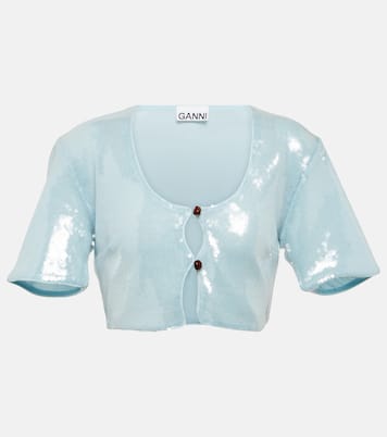 Cropped-Top mit Pailletten | Ganni