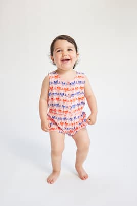 Baby Ribbon Bow cotton playsuit | Bobo Choses