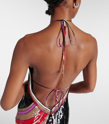 Sequined printed halterneck gown | Pucci