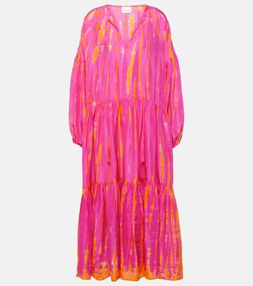 Robe midi Amelia tie & dye en soie | Anna Kosturova