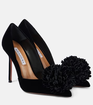 Couturier 105 floral-appliqué velvet pumps | Aquazzura