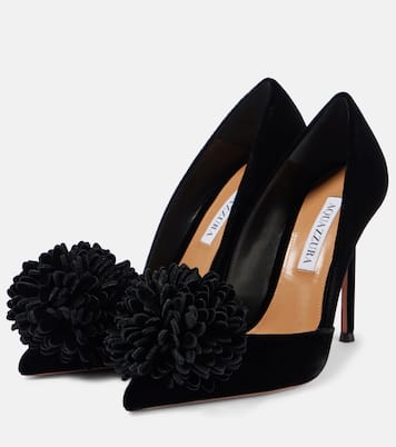 Couturier 105 floral-appliqué velvet pumps | Aquazzura