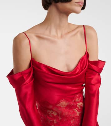 Robe Rubia aus Seidensatin mit Spitze | Rebecca Vallance