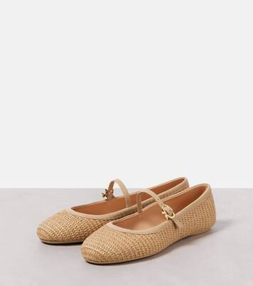 Carla leather-trimmed ballet flats  | Gianvito Rossi