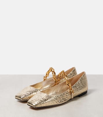 Diamond Tilda金属感皮革芭蕾舞平底鞋 | Jimmy Choo