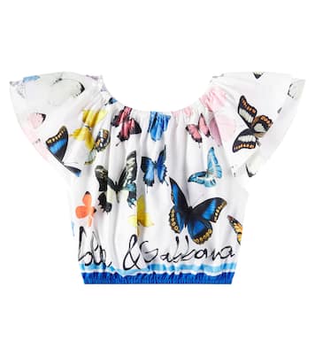 Ruffled printed cotton poplin top | Dolce&Gabbana Kids
