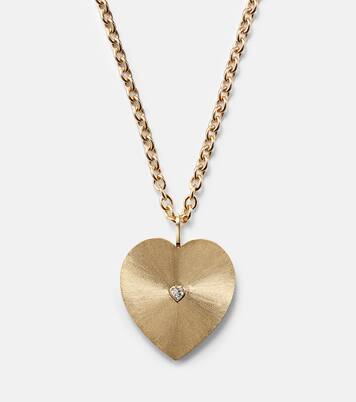 Heart Jumbo 18kt gold pendant necklace with diamond | Marie Lichtenberg