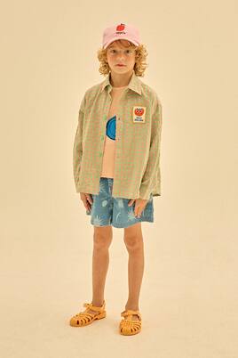 Logo checked cotton-blend shirt | Jellymallow