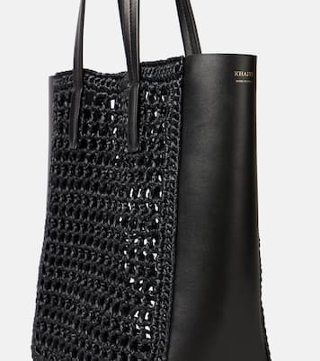 Zoe Small leather-trimmed raffia tote bag | Khaite