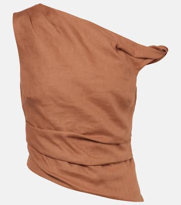 Asymmetric draped linen top | SIR