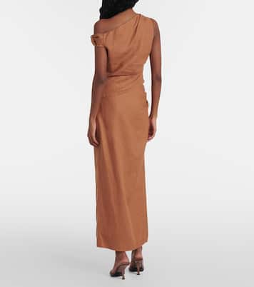 Asymmetric draped linen top | SIR