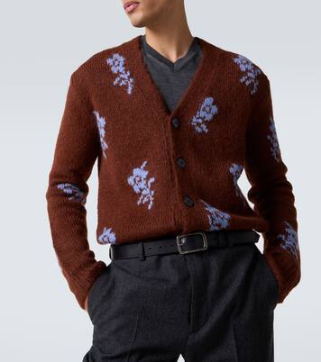 Cardigan intarsia en alpaga et laine mélangés | Jil Sander