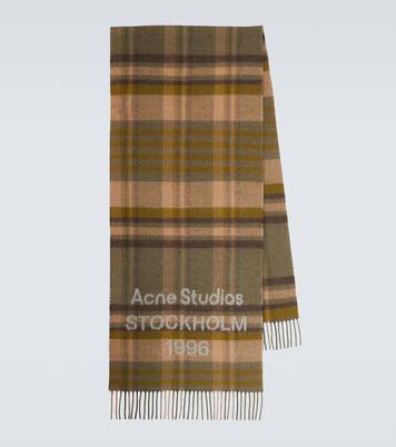 Écharpe en laine à carreaux et logo | Acne Studios