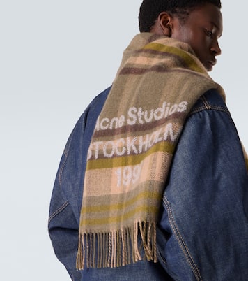Écharpe en laine à carreaux et logo | Acne Studios