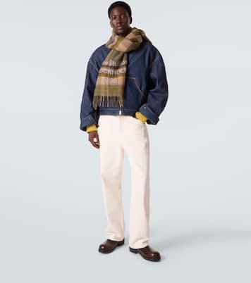 Écharpe en laine à carreaux et logo | Acne Studios