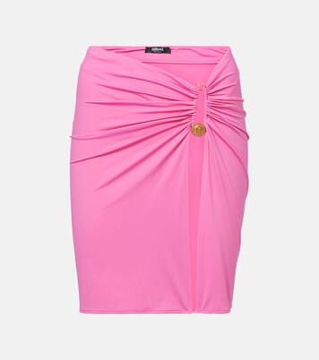 Safety Pin gathered jersey miniskirt | Versace
