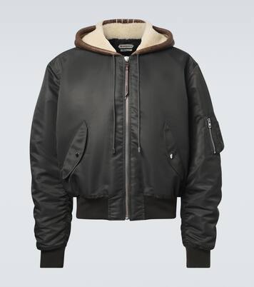 Hooded shearling-trimmed bomber jacket | JW Anderson