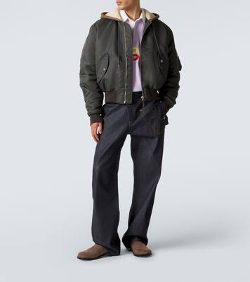 Hooded shearling-trimmed bomber jacket | JW Anderson