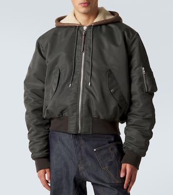 Hooded shearling-trimmed bomber jacket | JW Anderson