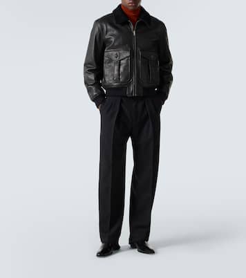 Chaqueta bomber de piel con borrego | Saint Laurent