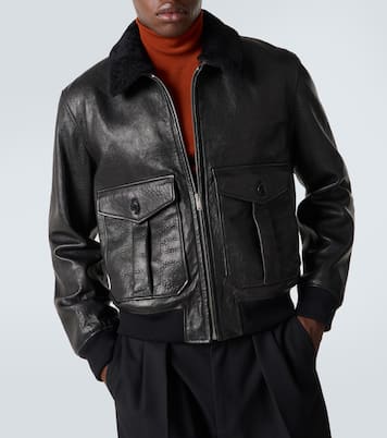 Chaqueta bomber de piel con borrego | Saint Laurent
