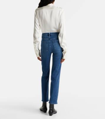Le Sleek cropped high-rise straight jeans | Frame