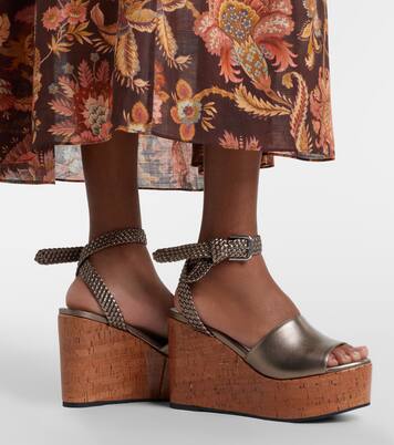 Sandales compensées Jory en cuir métallisé | Jimmy Choo