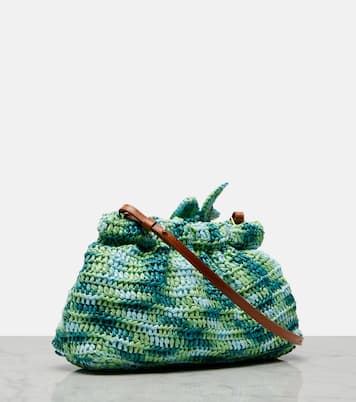 Calypso floral-appliqué raffia clutch | Aquazzura