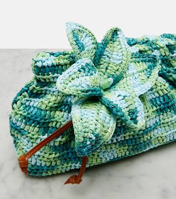 Calypso floral-appliqué raffia clutch | Aquazzura