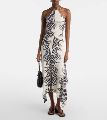 Artemis asymmetric zebra-print gown | De La Vali