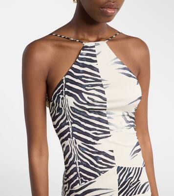 Artemis asymmetric zebra-print gown | De La Vali