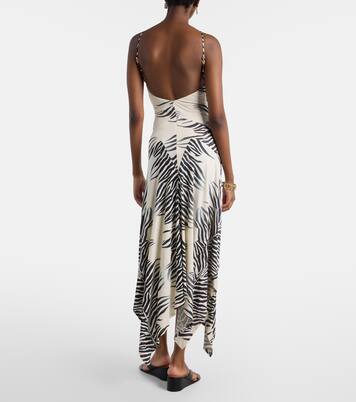 Artemis asymmetric zebra-print gown | De La Vali