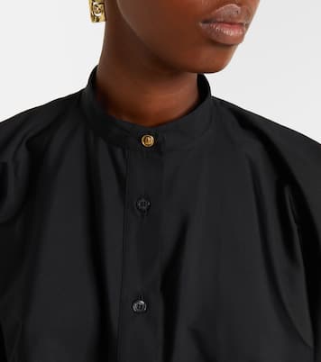 Foulard embroidered cropped cotton shirt | La DoubleJ