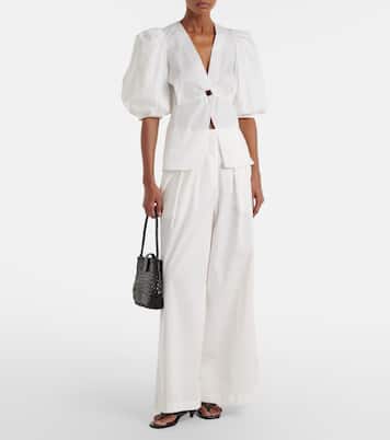 Cotton-blend wide-leg pants | Adriana Degreas