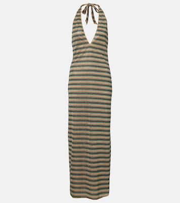 Lumière striped halterneck maxi dress | Oséree