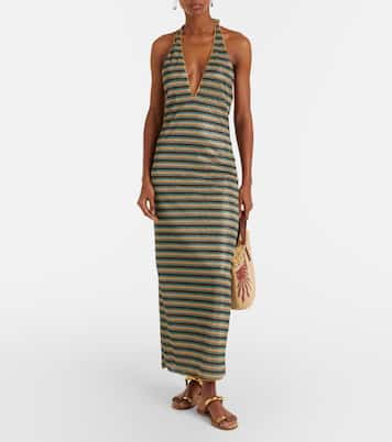 Lumière striped halterneck maxi dress | Oséree