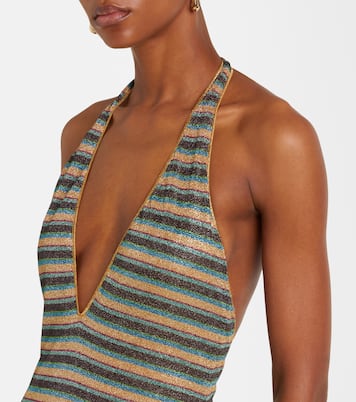 Lumière striped halterneck maxi dress | Oséree