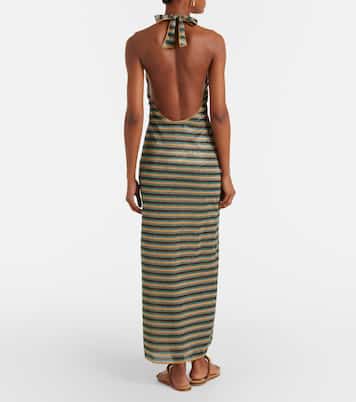 Lumière striped halterneck maxi dress | Oséree