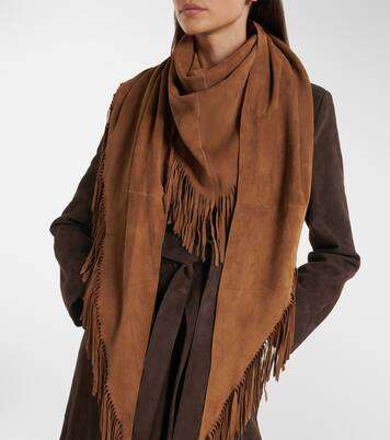 Fringed suede shawl  | Nour Hammour